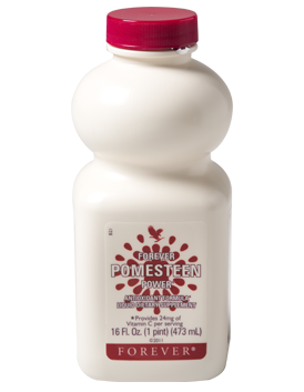 Forever Pomesteen Power concentrated juice with fruit, berries and Aloe vera provides a vitamin C boost.
